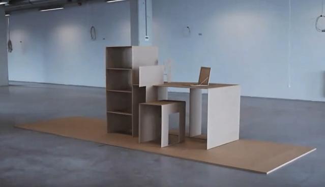 像立体贺卡一样打开的纸板家具创意设计，硬度十足