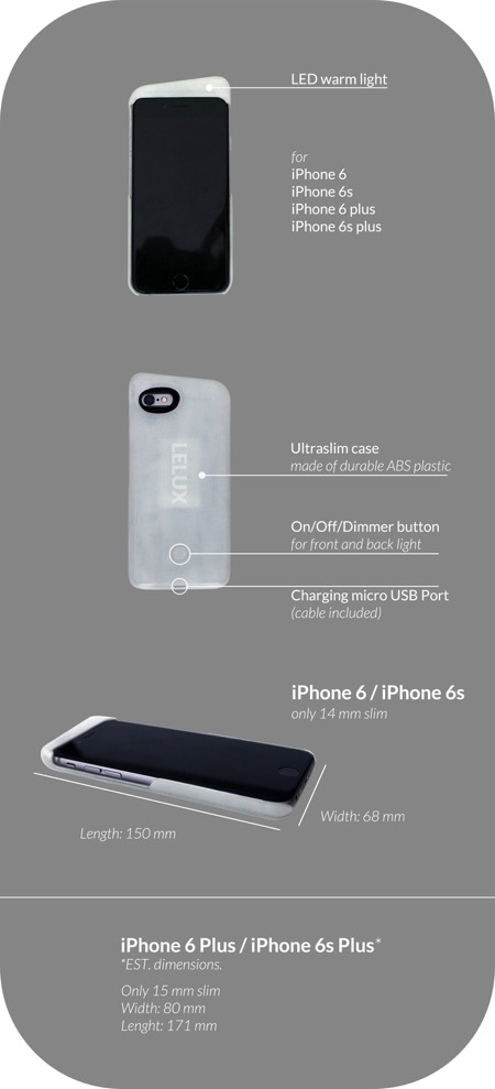 提供足够亮度的iPhone手机壳创意，Lelux创意设计