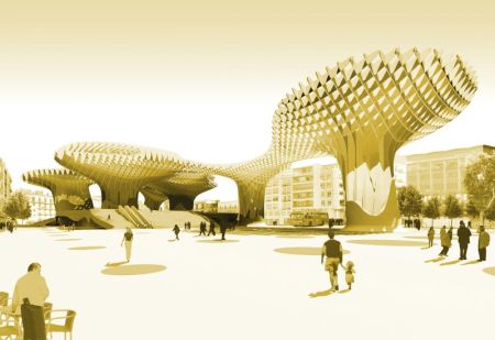 木结构公共遮阳广场创意设计