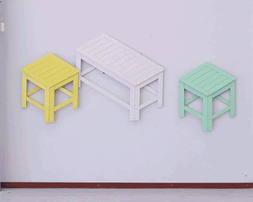可以折叠成平面贴在墙上的板凳创意设计