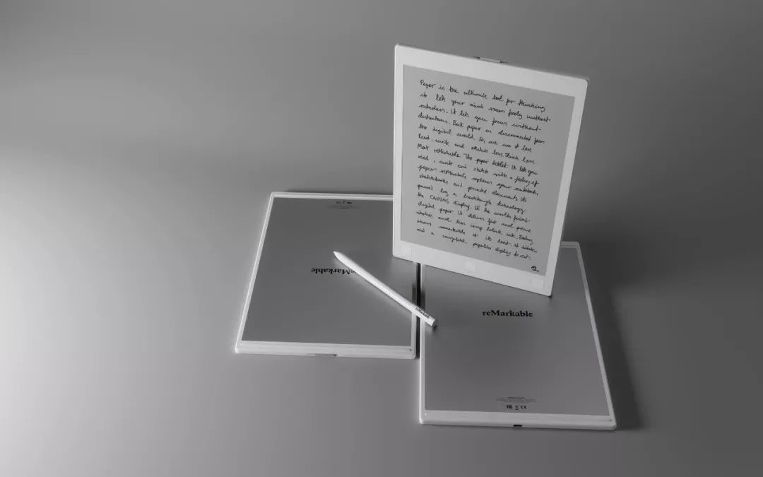 reMarkable黑白电子墨水平板创意，具备仿真书写功能创意设计